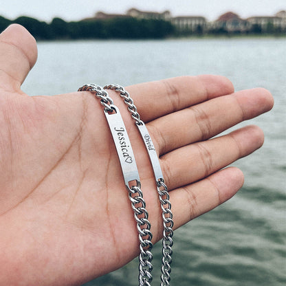 Couples Names Engraving Bracelet Set