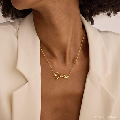 Custom Name Necklace, 18K Gold Plated Name Necklace