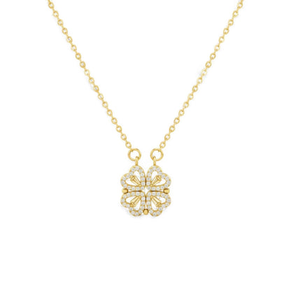 Clover 4 leaf Heart Magnet Necklace