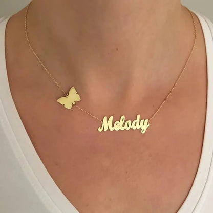 Name Necklace With Butterfly Design