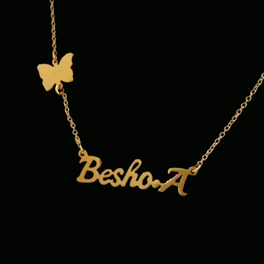 Name Necklace With Butterfly Design